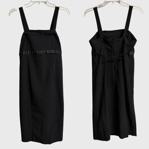 Motherhood Maternity Midi Black Dress Women's Size S Made in USA Bow Detail Ties